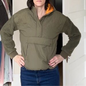 Olive Green Women's Hoodie with Orange Lining